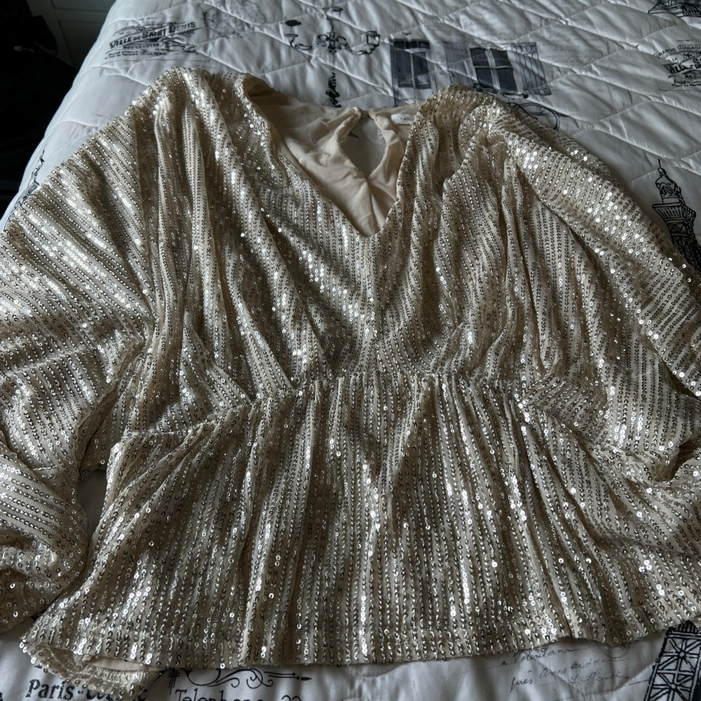 Elegant Sequin V-Neck Top